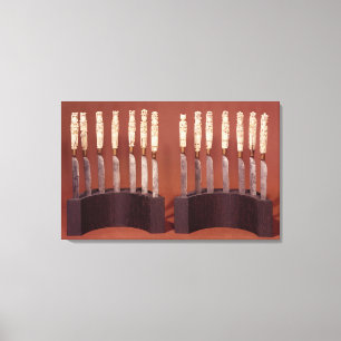 Toile Poignées découpées de couteau montrant les