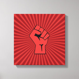 Toile Poing révolutionnaire rouge