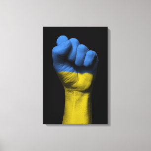 Toile Poing serré levé avec drapeau ukrainien