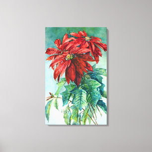 Toile Poinsettias Vintage Art enveloppé