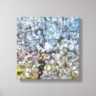 Toile Pointillisme en fleurs d'amandes du printemps