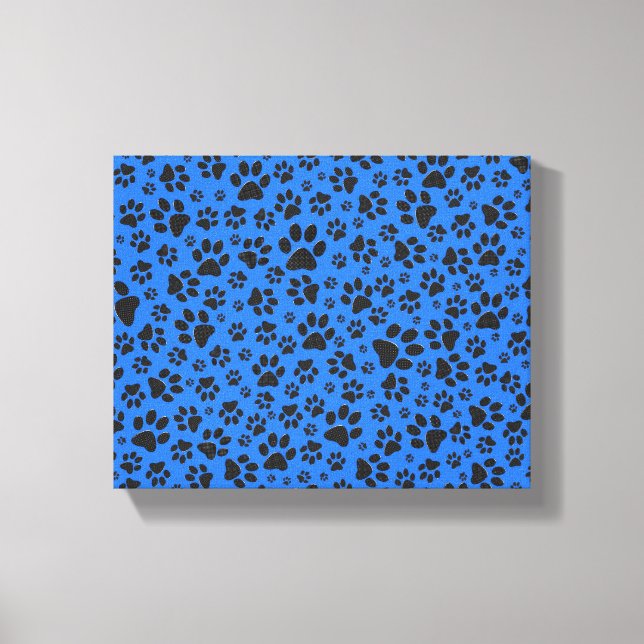 Toile Pois de chien noir et blanc Pointe Polka sur le bl (Recto)
