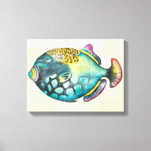 Toile Poisson Aquarium bleu et violet