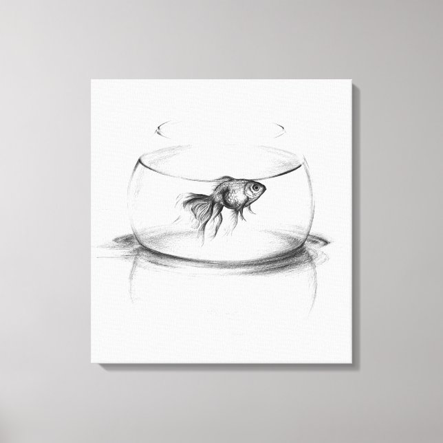 Toile Poisson d'or dans le bol et l'eau (Recto)