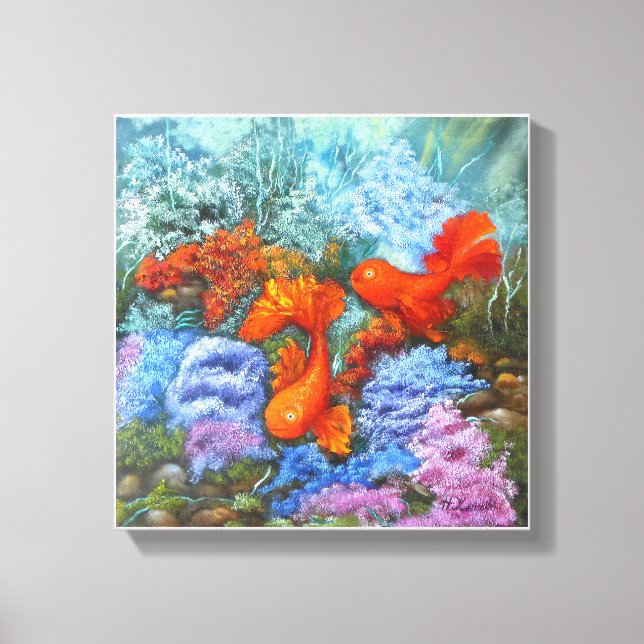Toile Poisson d'or peinture feng shui affiche des symbol (Recto)