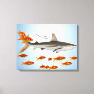 Toile Poisson Doré et Requin