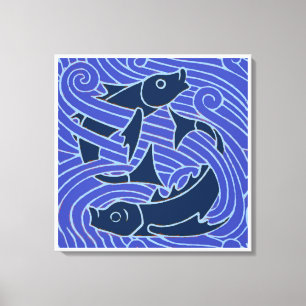 Toile Poisson Gras Baignade Océan Bleu Pêche