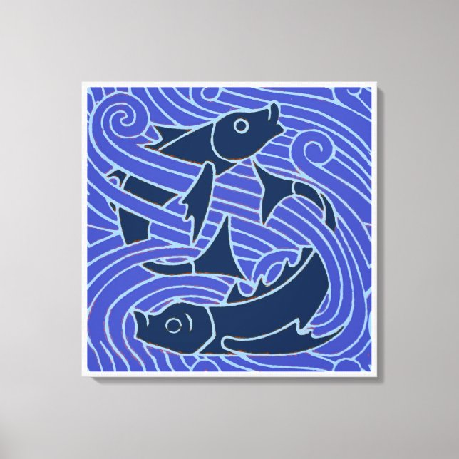 Toile Poisson Gras Baignade Océan Bleu Pêche (Recto)