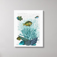 Poissons, coquillages bleus et coraux