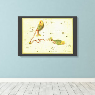 Toile Poissons, miroir de la constellation Vintage de l'