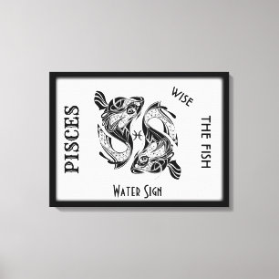 Toile Poissons Zodiac Signe et Symbole Enveloppé Canvas