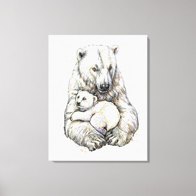 Toile Polar Bear And Cub (Recto)