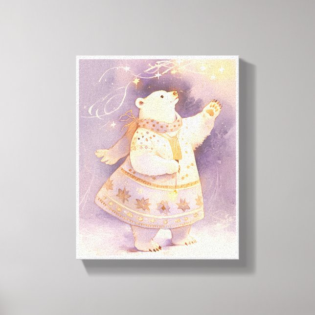 Toile Polar Bear Winter Magic | Whimsical Nursery Art  (Recto)