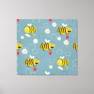 Toile Pollinant Les Abeilles, Flower Garden Scene.