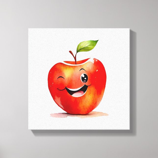 Toile Pomme dessinée à la main Emoji -toile étirée Impre (Recto)