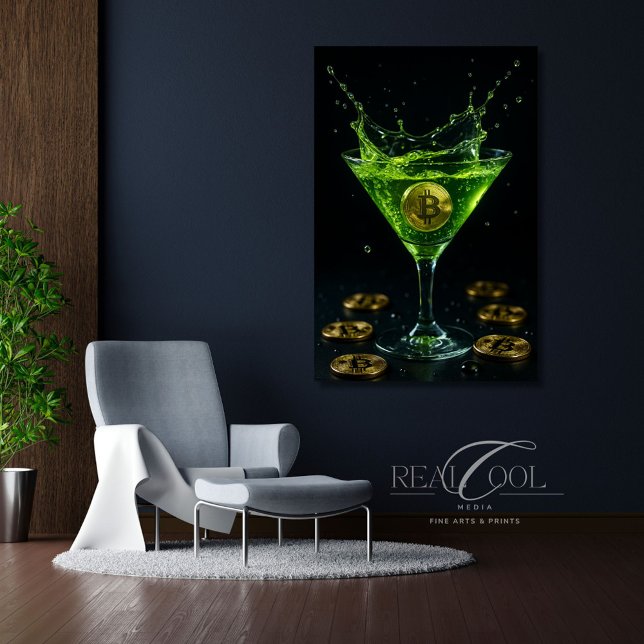Toile Pomme Martini verre avec Bitcoin flottant Art (Créateur téléchargé)