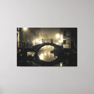 Toile Pont Arché Romantique Foggy reflété crépuscule