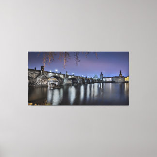 Toile Pont Charles de Prague la nuit
