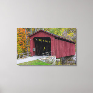 Toile Pont couvert de cataracte au-dessus de crique de