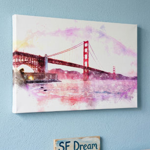 Toile Pont Golden Gate au coucher du soleil Pastel à San