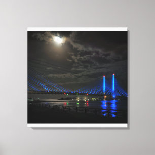 Toile Pont Indian River Inlet à la lumière de la lune