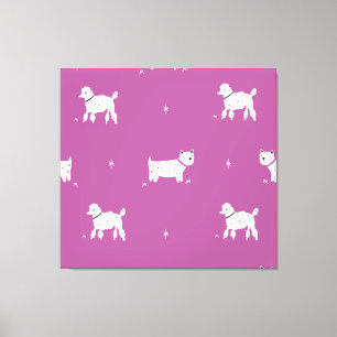 Toile Poodle violet : Motif rétro monochrome