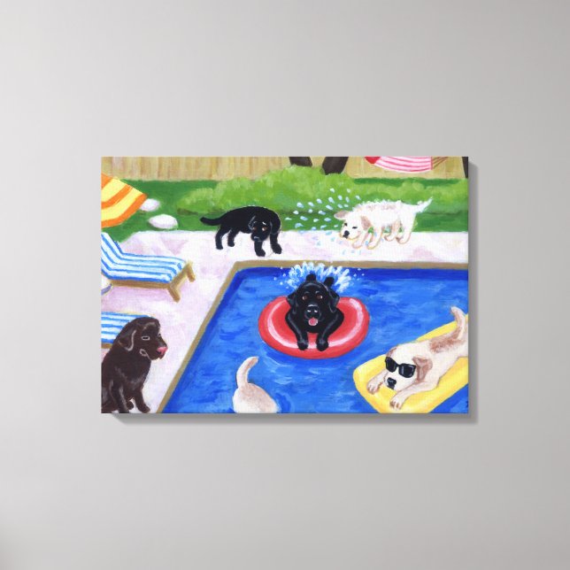 Toile Pool party Labradors (nouveau) (Recto)
