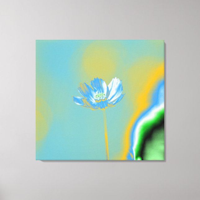 Toile Pop Art Blue Cosmos Flower (Recto)