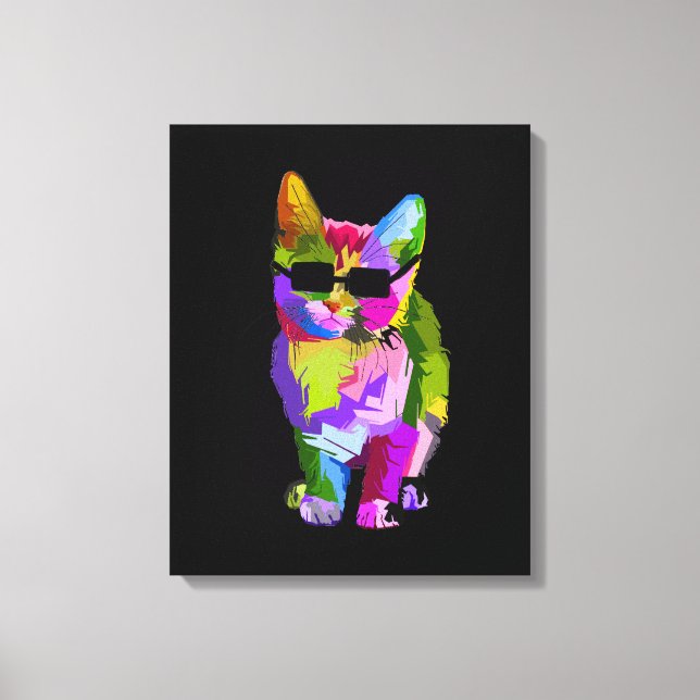 Toile Pop Art cool chat kitty art (Recto)