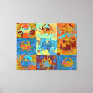 Toile Pop Art Crabs Cubism Design graphique