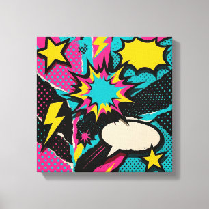 Toile Pop Art Dopamine Collage en Neon Halftone Burst