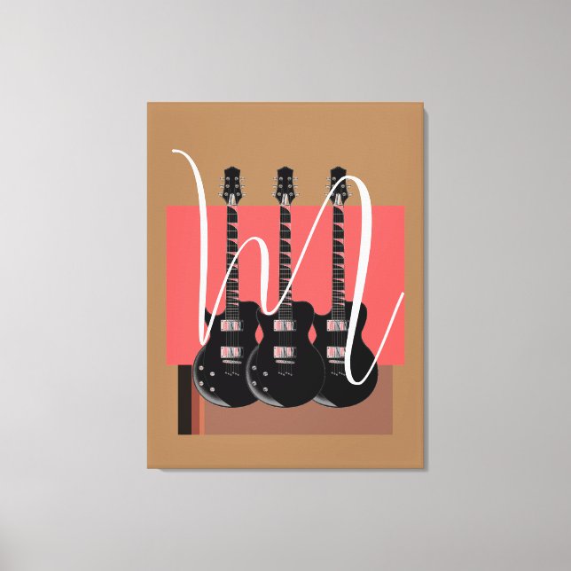 Toile Pop Art Electric Guitare Monogramme initial (Recto)