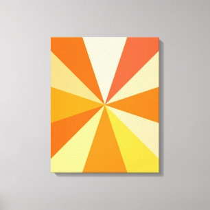 Toile Pop Art Modern 60s Funky Geometry Rays in Orange