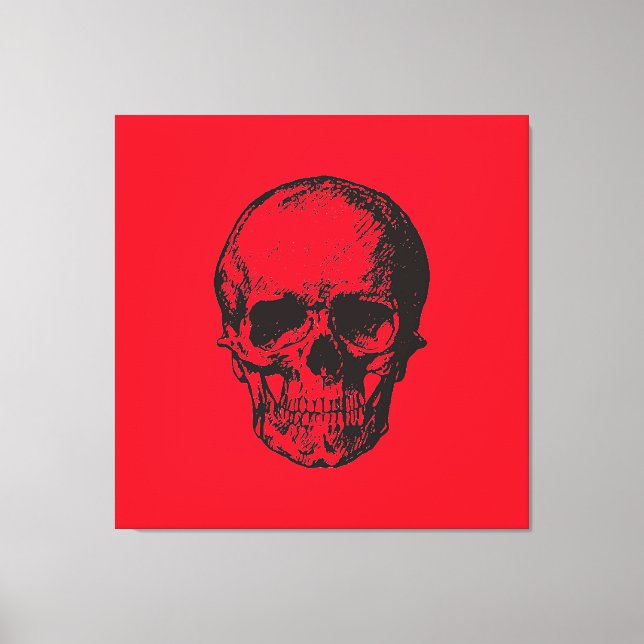 Toile Pop Art rouge crâne (Recto)