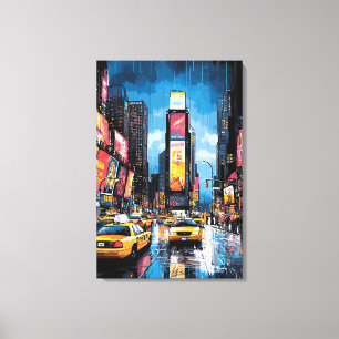 Toile Pop Art Times Square avec taxis jaunes