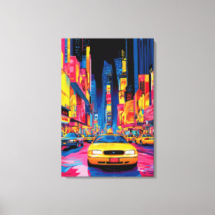 Toile Pop Art Times Square avec taxis jaunes iconiques