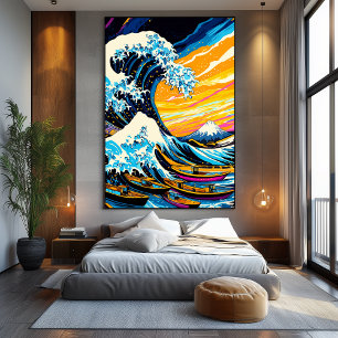 Toile Pop Art Vision de la Grande Vague de Kanagawa