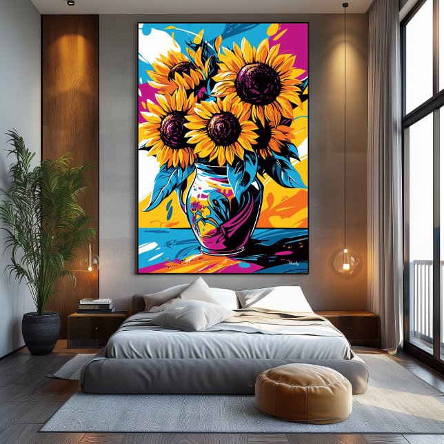 Toile Pop Art Vision des tournesols (Créateur téléchargé)