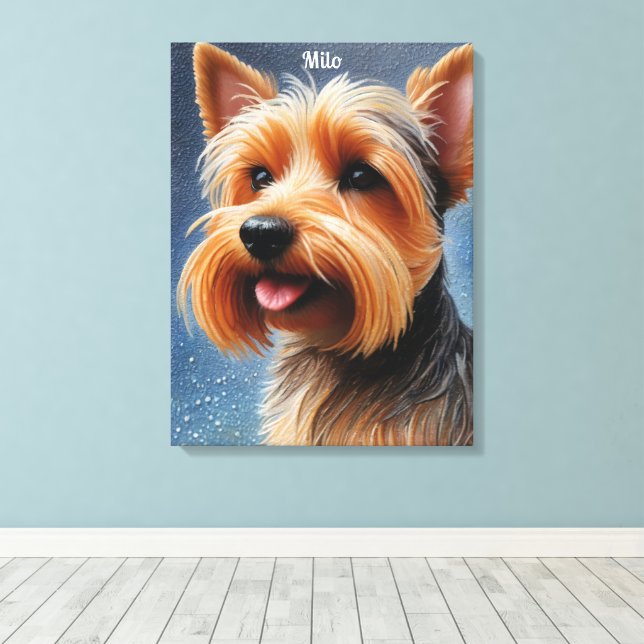 Toile Pop Pointillisme Yorkshire Terrier Art (Insitu (Plancher de Bois))