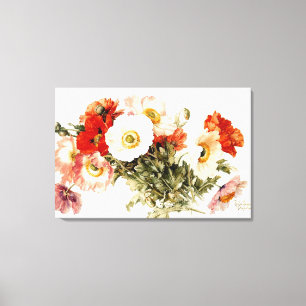 Toile Poppies vintages