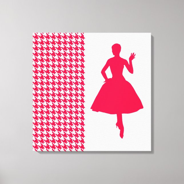 Toile Poppy Modern Houndstooth avec la mode Silhouette (Recto)