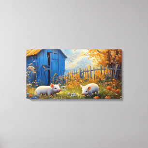 Toile Porcelets sur la ferme