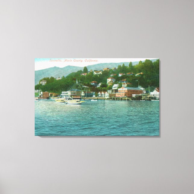 Toile Port avec yachts et bateaux à voile (Recto)
