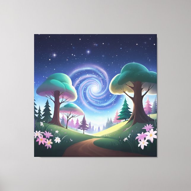 Toile Portail Forêt Magique : Galaxie tourbillonnante (Recto)