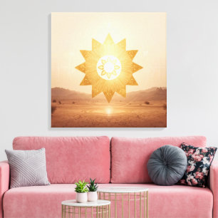 Toile Portail Solaire Cosmique Boho Mandala Doré
