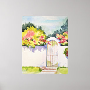 Toile Porte de jardin arquée aquarelle