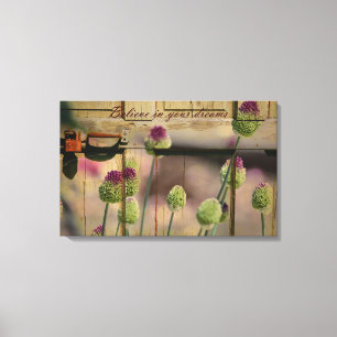Toile Porte en bois florale inspirée