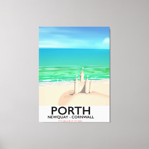 Toile Porth Newquay Sandcastle imprimé voyage