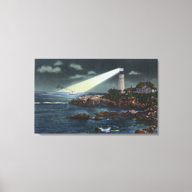 Toile Portland Head Lighthouse à la nuit (Recto)