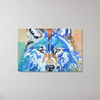 Toile Portrait Abstrait du Loup Bleu